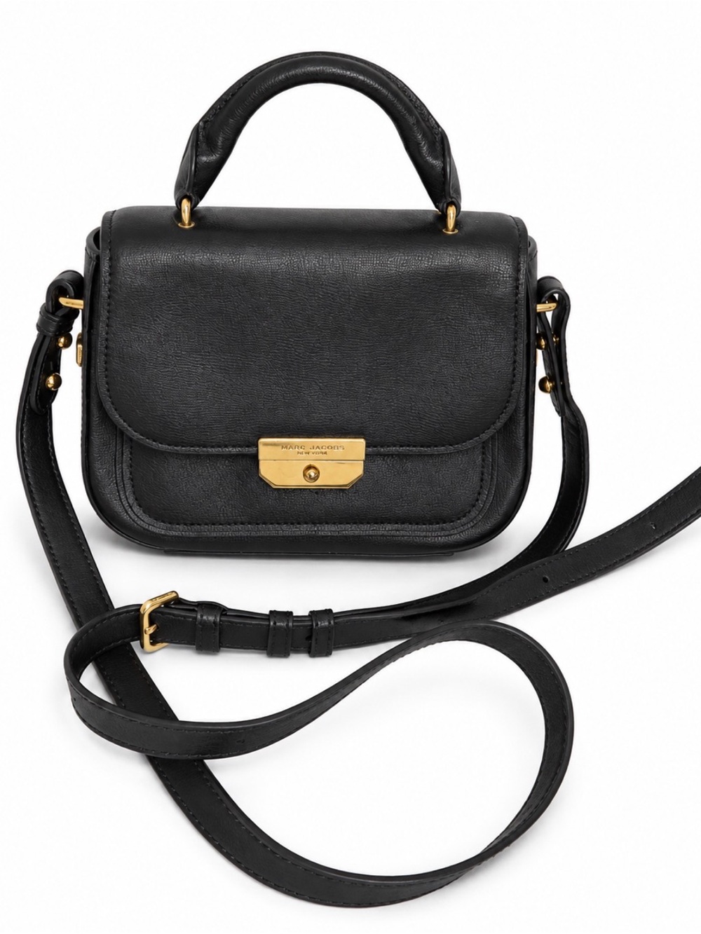 Marc Jacobs Black Leather Mini Rider Top Handle Crossbody Bag